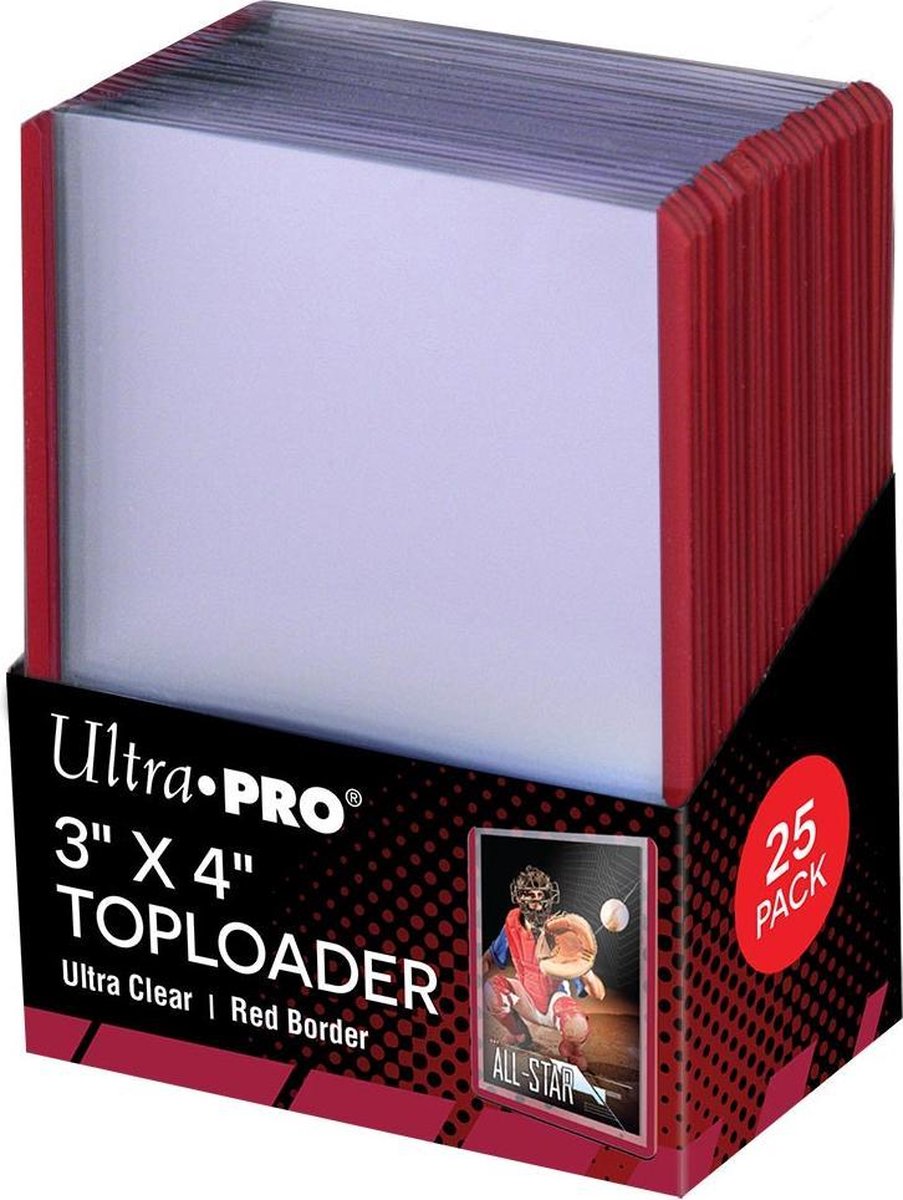 Ultra Pro 3″ x 4″ Toploaders – Red Border (25 Pack)
